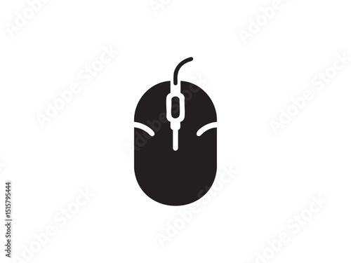 Computer Mouse Vector Silhouette – Click, Scroll, and Navigation Device Illustration.