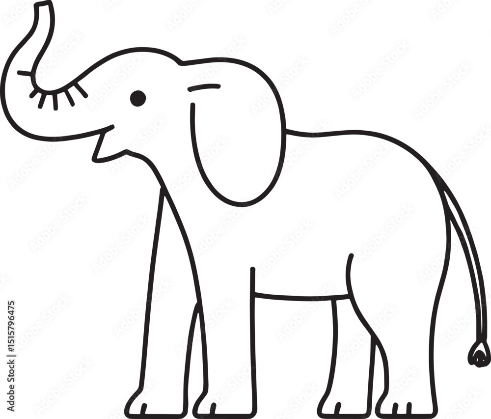 Minimalist line art of an elephant, elegant black and white illustration for World Elephant Day Minimalist line art of an elephant, elegant black and white illustration for World Elephant Day