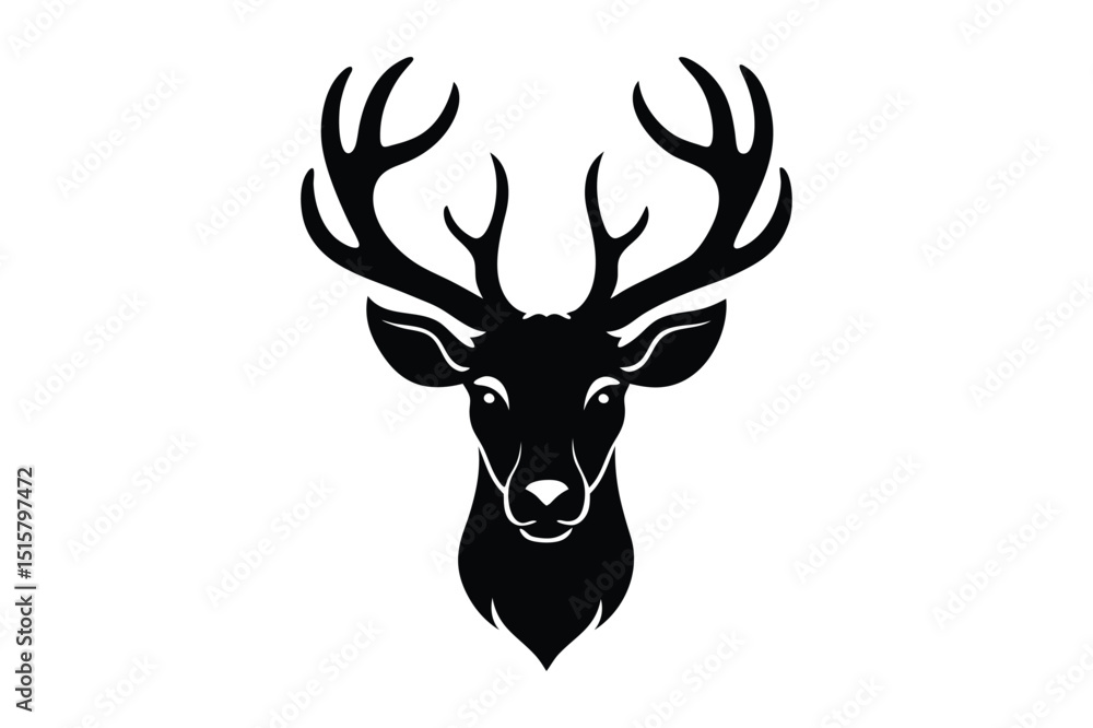 Monochrome deer head silhouette for elegant wall art Monochrome deer head silhouette for elegant wall art