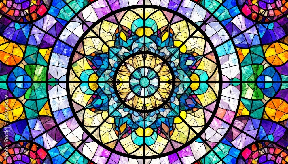 Colorful glass mosaic art with round shapes and abstract pattern Colorful glass mosaic art with round shapes and abstract pattern