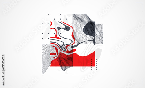 Abstract art wireframe background. Modern science or technology art elements. Surface illustration. Hand made vector.