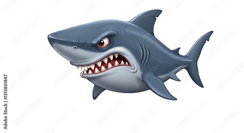 Fototapeta premium vector art line of angry shark with fire effect and siluet effect suitable for mockup and logo product of team animated theme isolated white background