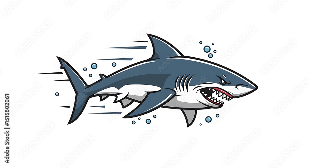 Fototapeta premium vector art line of angry shark with fire effect and siluet effect suitable for mockup and logo product of team animated theme isolated white background
