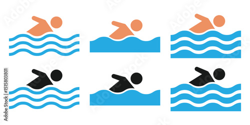 Swimming pool icon vector set. Swimming in the sea vector icon. swimming pool flat icon vector. Vector illustrator