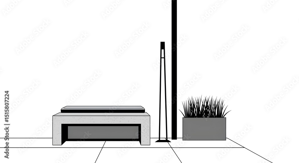 Fototapeta premium Minimalist Outdoor Furniture Scene