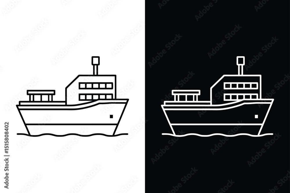Obraz premium Isolated Cargo Vessel Icon. Line Art Vector for Travel and Transport