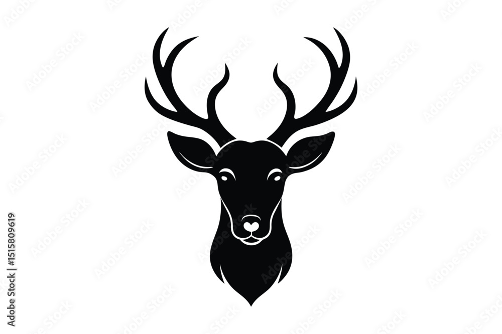 Modern deer head silhouette vector with clean lines and bold details Modern deer head silhouette vector with clean lines and bold details