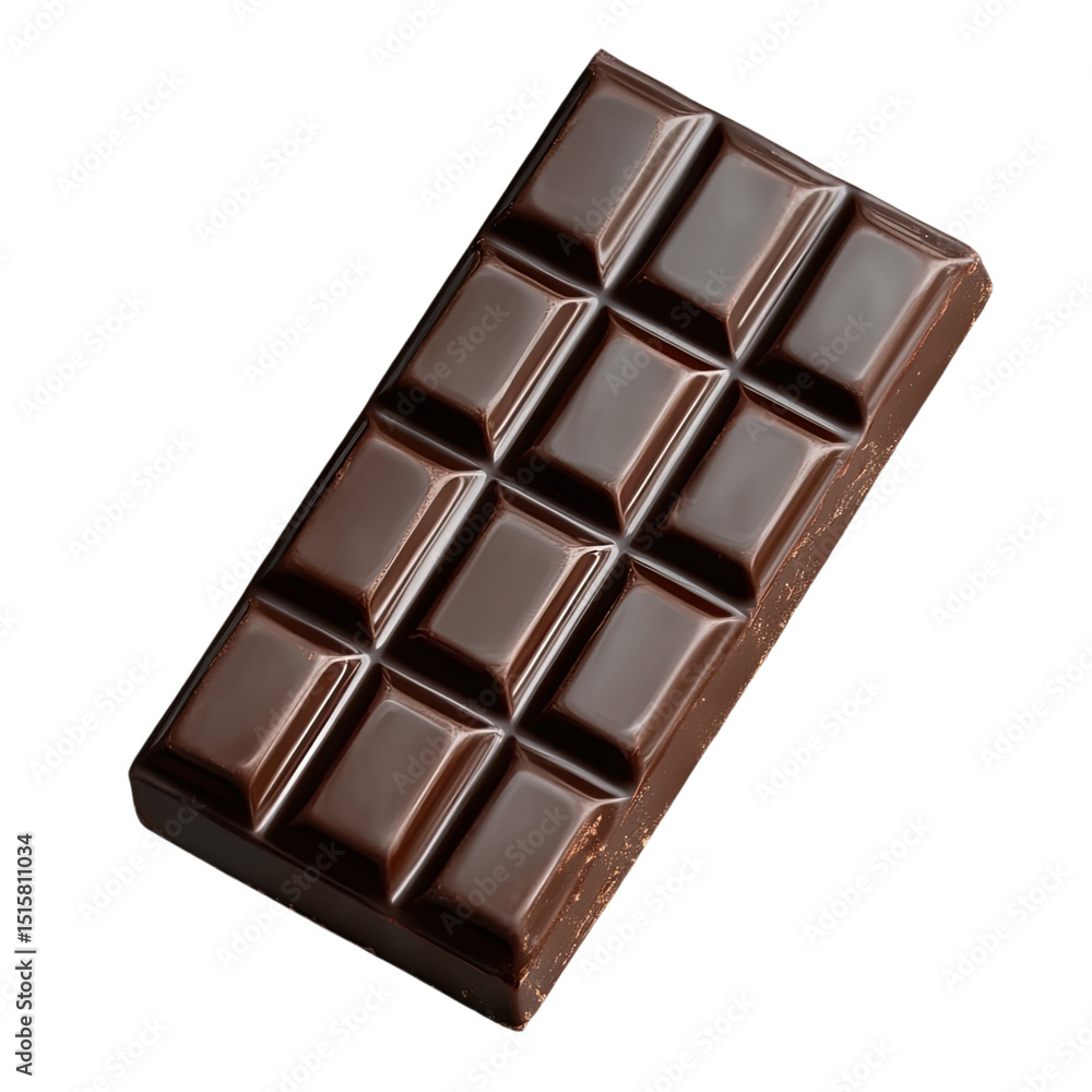 Fototapeta premium Dark Chocolate Delight Glossy bar on black Sweet treat with indulgence.