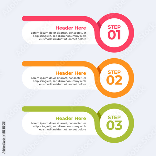 Threestep infographic with headers and description