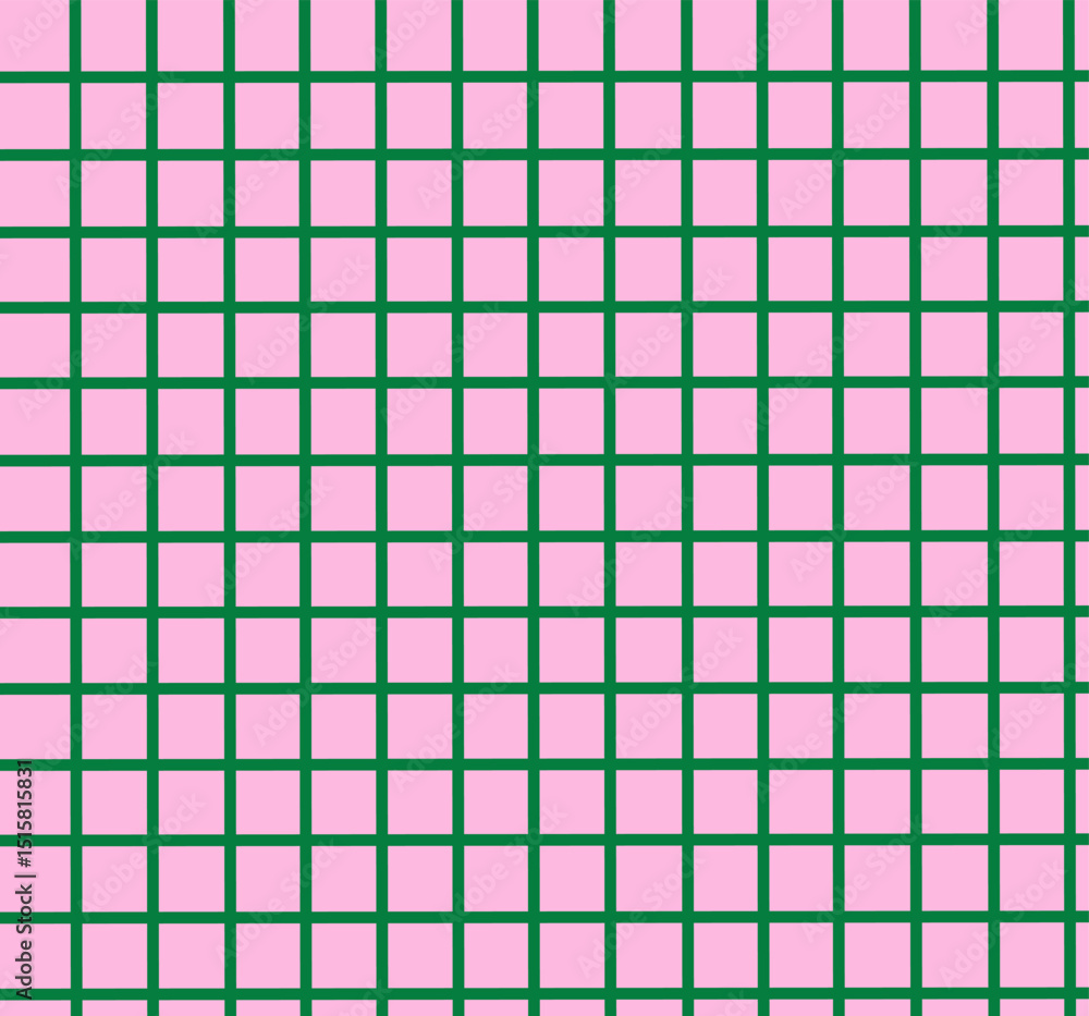 Geometric grid pattern with pink squares and green grid lines. Geometric grid pattern with pink squares and green grid lines.