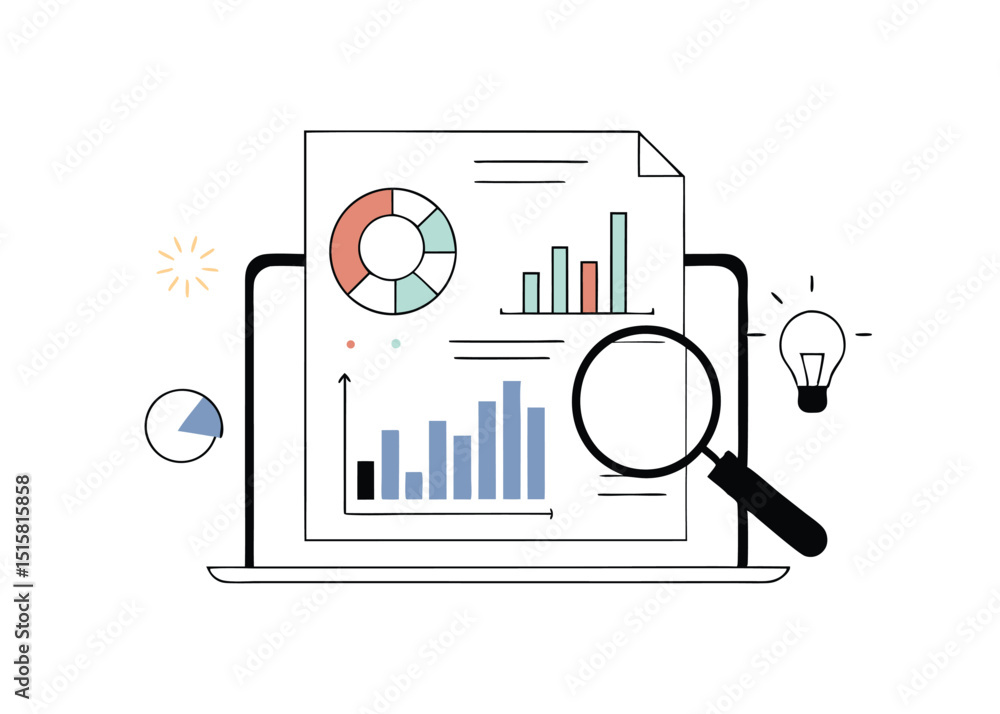 Obraz premium Research, Data Analysis & Innovation – Vector Illustration