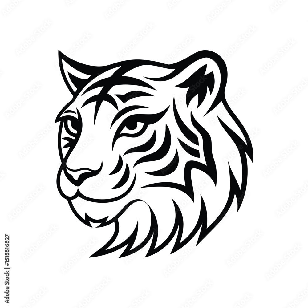 Obraz premium Line art illustration of a tiger head.eps