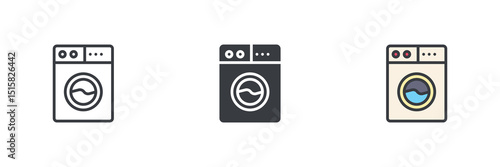 Washing machine different style icon set