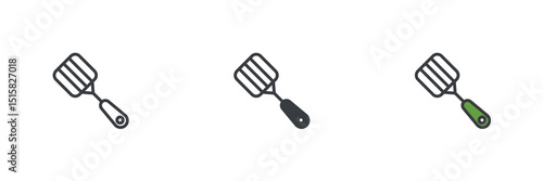 Spatula or turner different style icon set