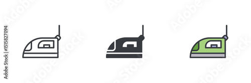 Iron or ironing machine different style icon set