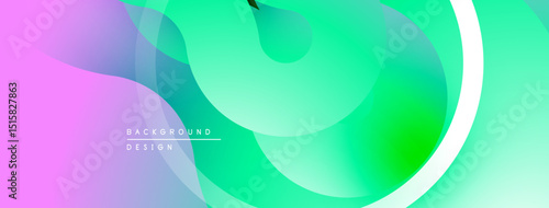 Abstract fluid shapes, vibrant colors blend. Gradient transitions create dynamic visual effect. Modern design element.
