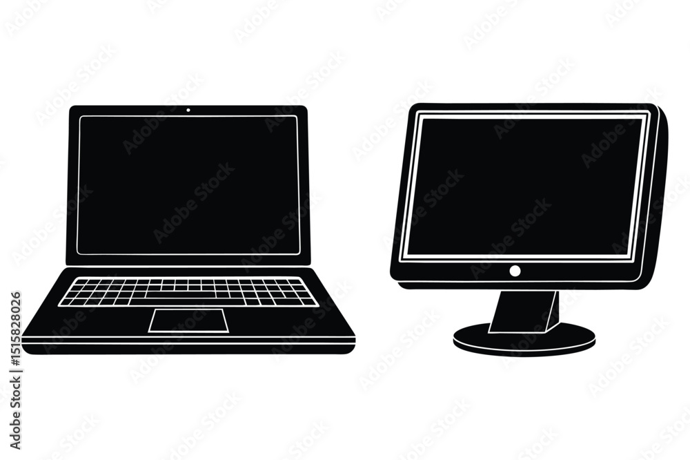Computer and laptop screen vector Computer and laptop screen vector