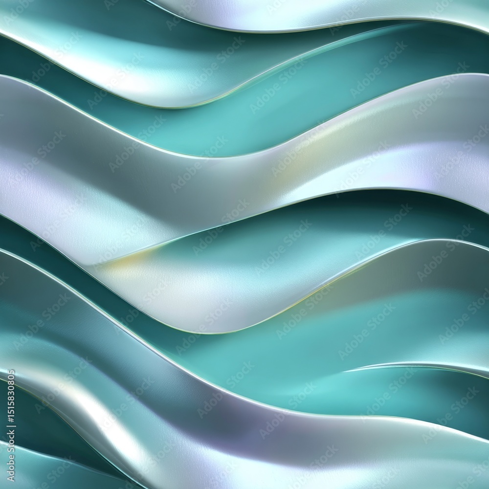 Obraz premium Abstract turquoise and silver wave pattern background