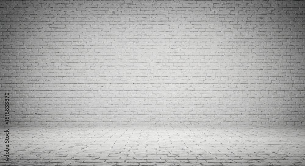 Fototapeta premium White Brick Wall and Floor Studio Background Texture