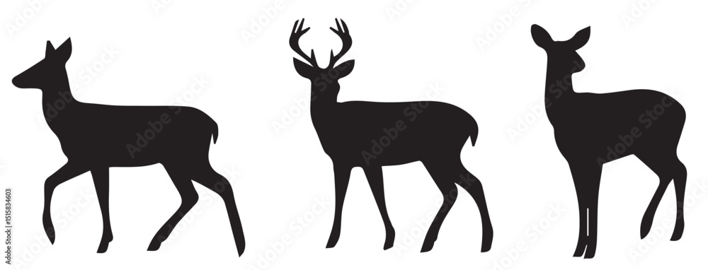 Obraz premium set of deer silhouettes