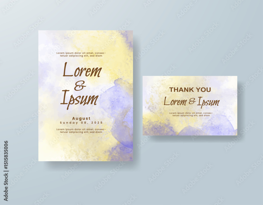 Wedding invitation with abstract watercolor background Wedding invitation with abstract watercolor background