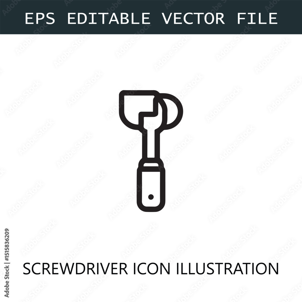 Screwdriver Icon Logo Vector Image in Black and White Screwdriver Icon Logo Vector Image in Black and White