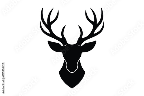 Single color deer head silhouette icon for nature-based use