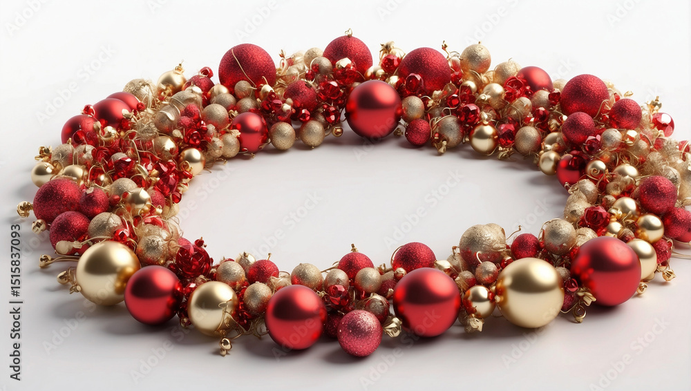 Obraz premium Shiny Red and Gold Christmas Wreath: Embracing the Spirit of the Holidays