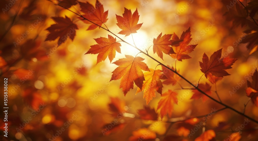 Maple Leaves Glowing in Autumn Sunlight Fall Foliage Maple Leaves Glowing in Autumn Sunlight Fall Foliage