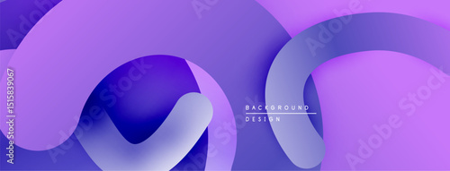 Abstract purple design features flowing ribbons, gradients. Modern background evokes fluidity, calmness. Minimalist aesthetic.