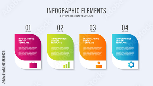 4 Steps Process Vector Infographic Template With Business Icons And Space For Text