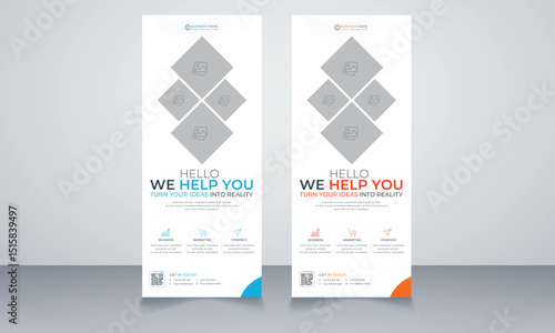 Vector corporate business roll up banner standee pull up banner x banner template design layout
