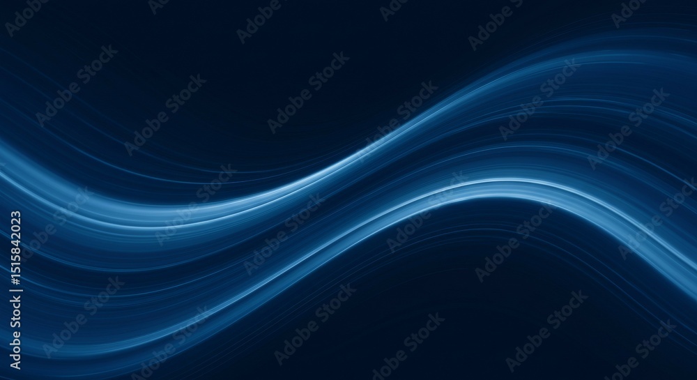 Fototapeta premium Abstract Blue Wave Flowing on Dark Background