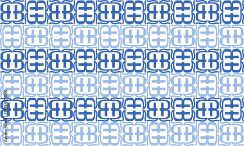 two tone Blue vintage wall block horizontal row, seamless pattern with blue squares block arrange as wall design for fabric printing or wallpaper or background, horizontal strip