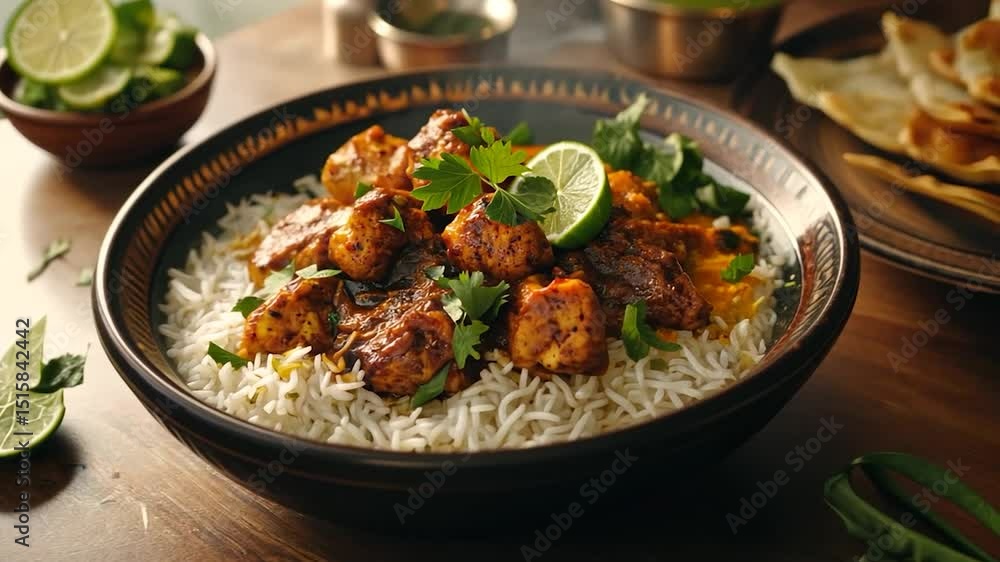 Chicken curry with rice and lime Chicken curry with rice and lime