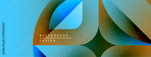 Abstract layers overlap, creating vibrant color gradients. Blue dominates left side, transitioning to warmer tones. Minimalist text reads background design.