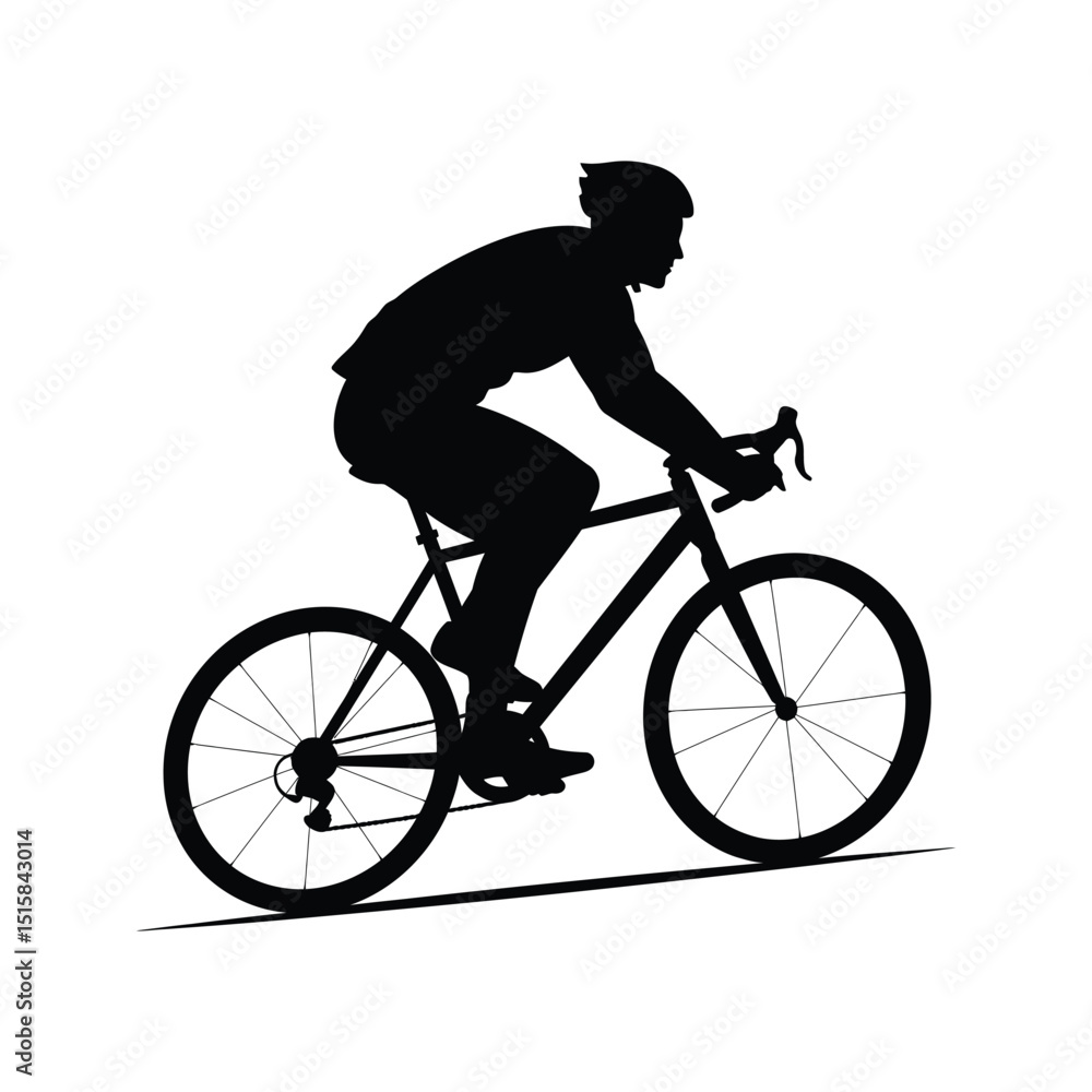 Silhouette of cyclist riding road bike black and white vector illustration Silhouette of cyclist riding road bike black and white vector illustration