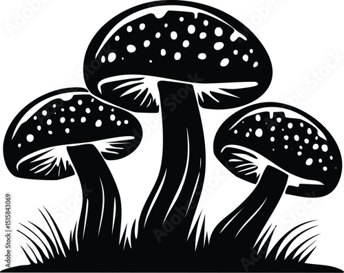 Magical Mushroom Forest Silhouette