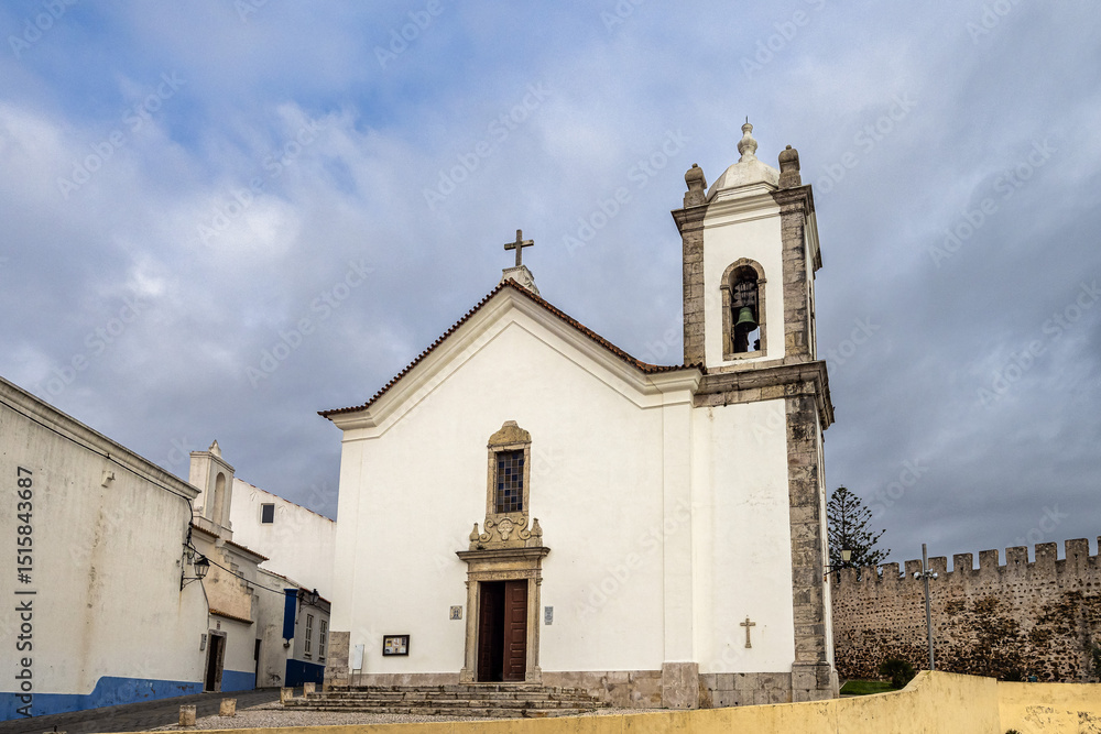 Obraz premium The facade of the Mother church of Sao Salvador in Sines, Portugal