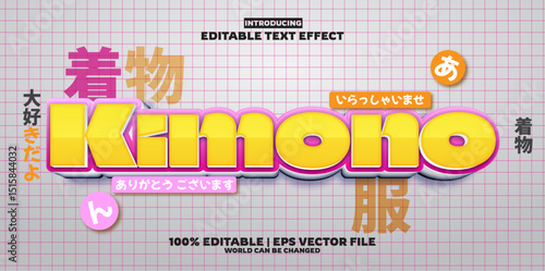 Kimono editable text effect in modern trend style