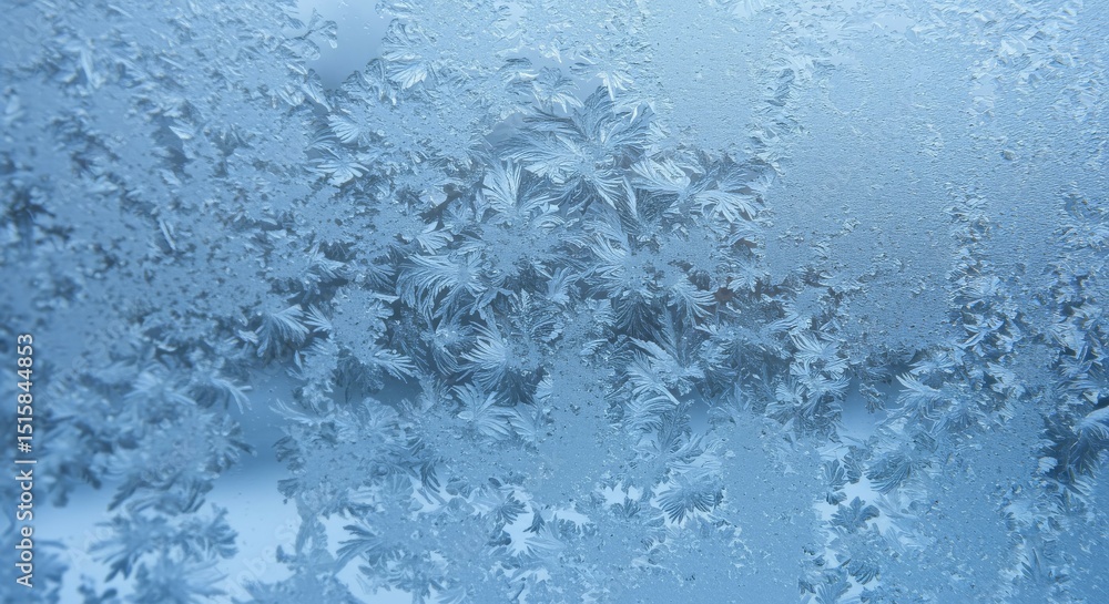 Obraz premium Ice Crystal Formation on Window Glass in Winter