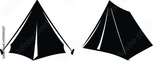 Camping tent silhouette vector, Camper trailer icon symbol. Vector illustration