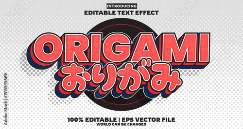 Origami editable text effect in modern trend style
