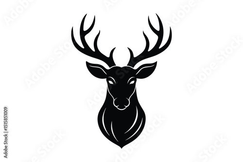 Decorative deer head silhouette ideal for logos and rustic wall art