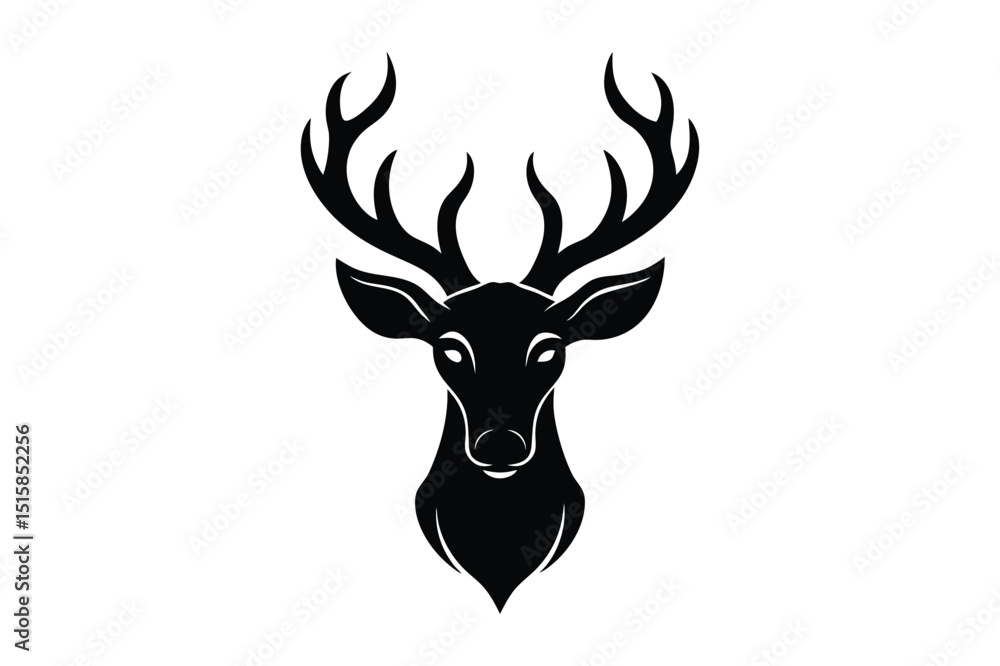 Forest animal deer head silhouette design for outdoor apparel or gear Forest animal deer head silhouette design for outdoor apparel or gear