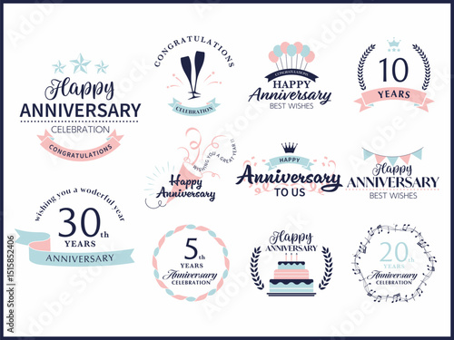 スタイリッシュな記念日デザインと周年祝いのバナーセット
