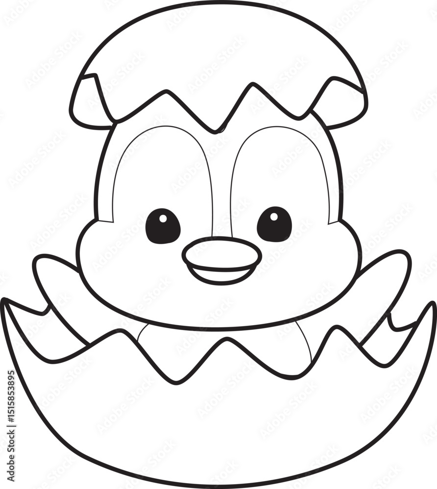 Fototapeta premium Outline Illustration of cute penguin icon.