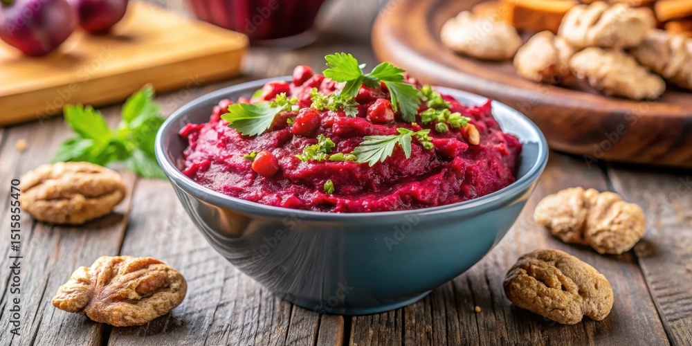 Beetroot dip with walnuts, vibrant color, gourmet spread, vibrant color, gourmet spread Beetroot dip with walnuts, vibrant color, gourmet spread, vibrant color, gourmet spread