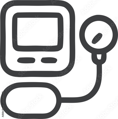 Simple Line Art Sphygmomanometer Blood Pressure Monitor Equipment Medical Icon