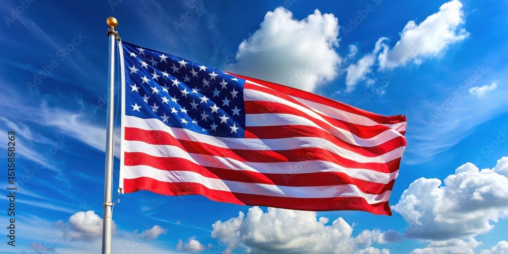 American flag waving in the wind with bold American flag waving in the wind with bold